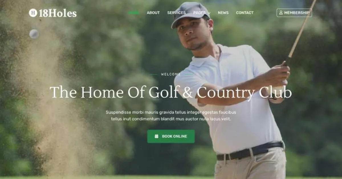 18Holes – Golf & Country Club Website Elementor Template Kit
