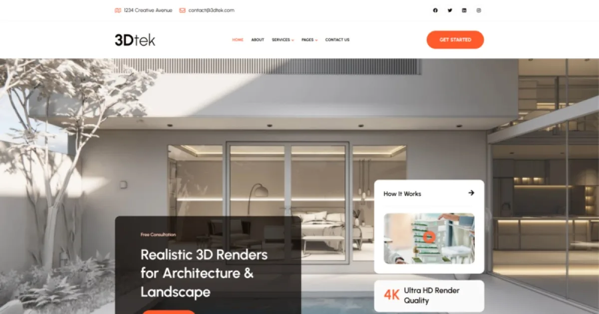 3DTek – 3D Render Service for Architecture & Landscape Elementor Kit