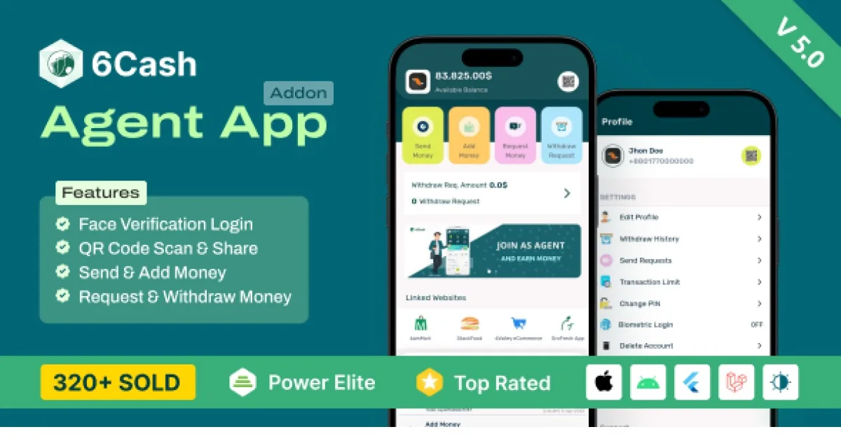 6Cash – Digital Wallet Mobile App with Laravel Admin Panel