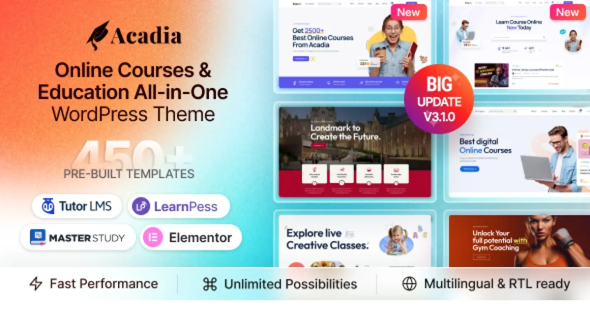 Acadia Theme – Education WordPress Theme For University & Online Course