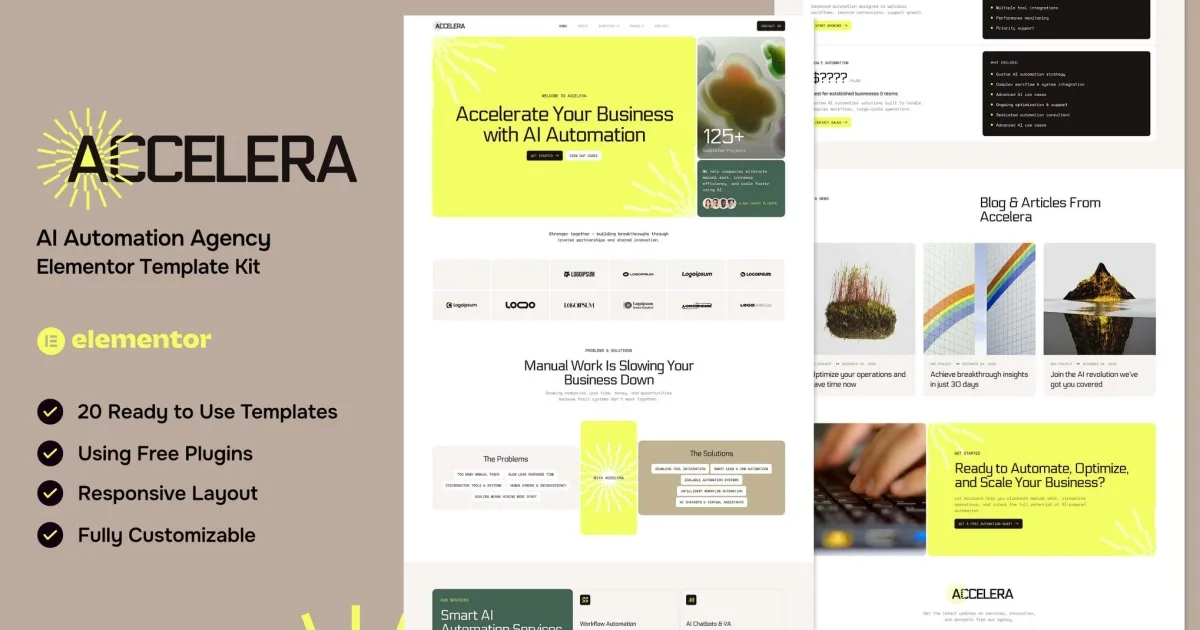 Accelera – AI Automation Agency Elementor Template Kit