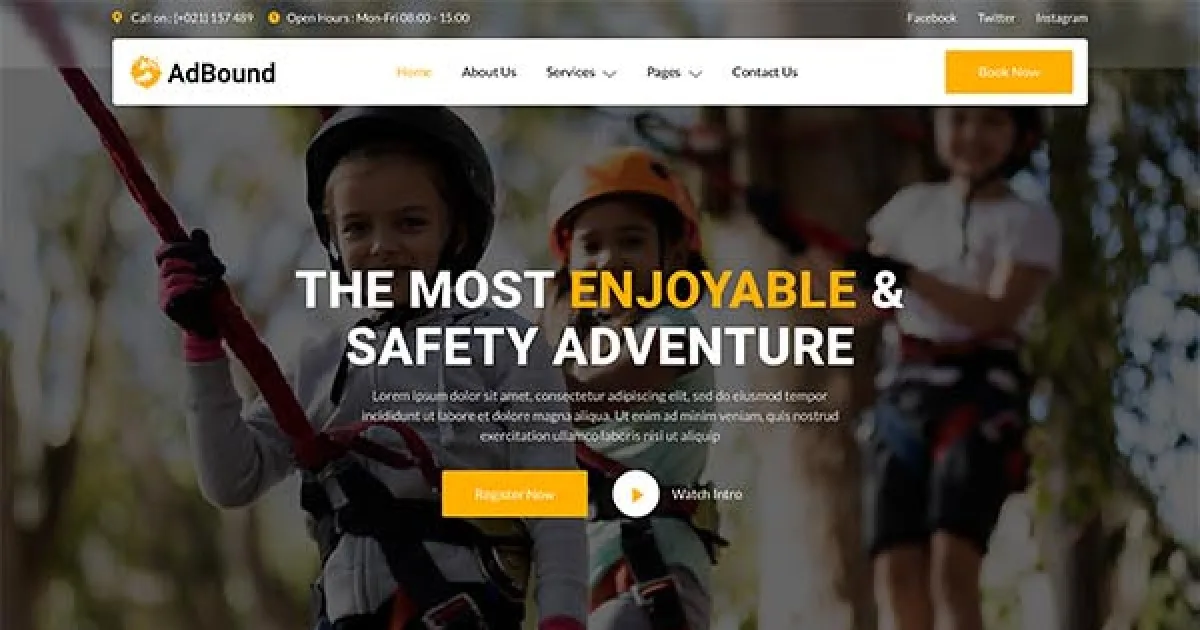 AdBound – Outbound Activity & Adventure Tour Elementor Template Kit