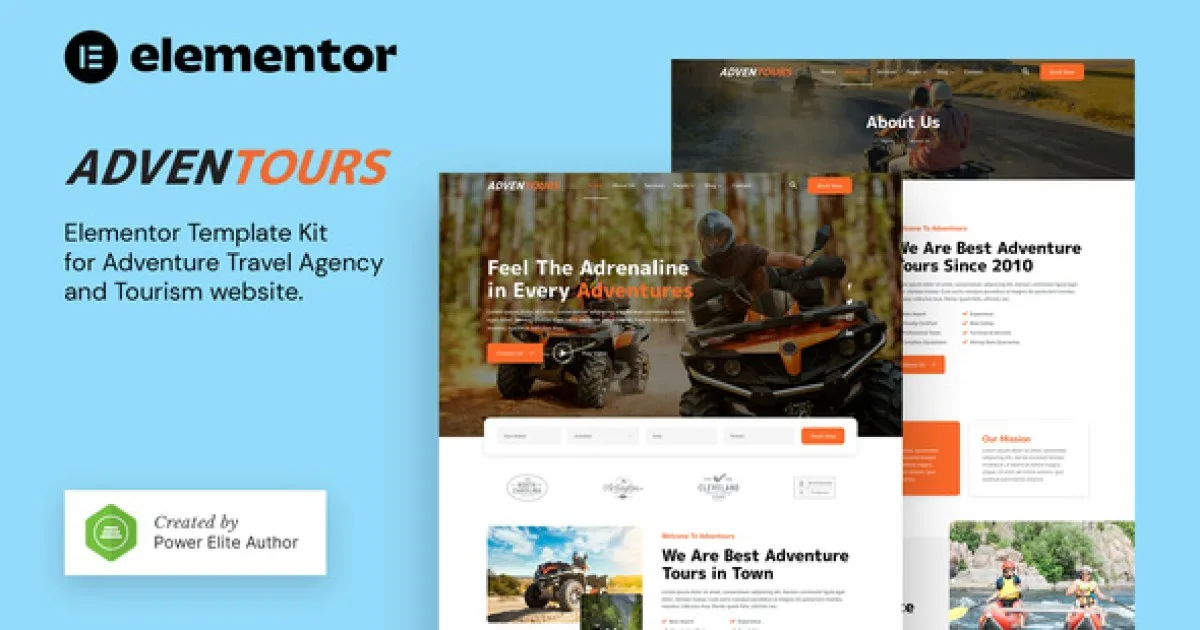 Adventours – Adventure Travel Agency & Tourism Elementor Template Kit