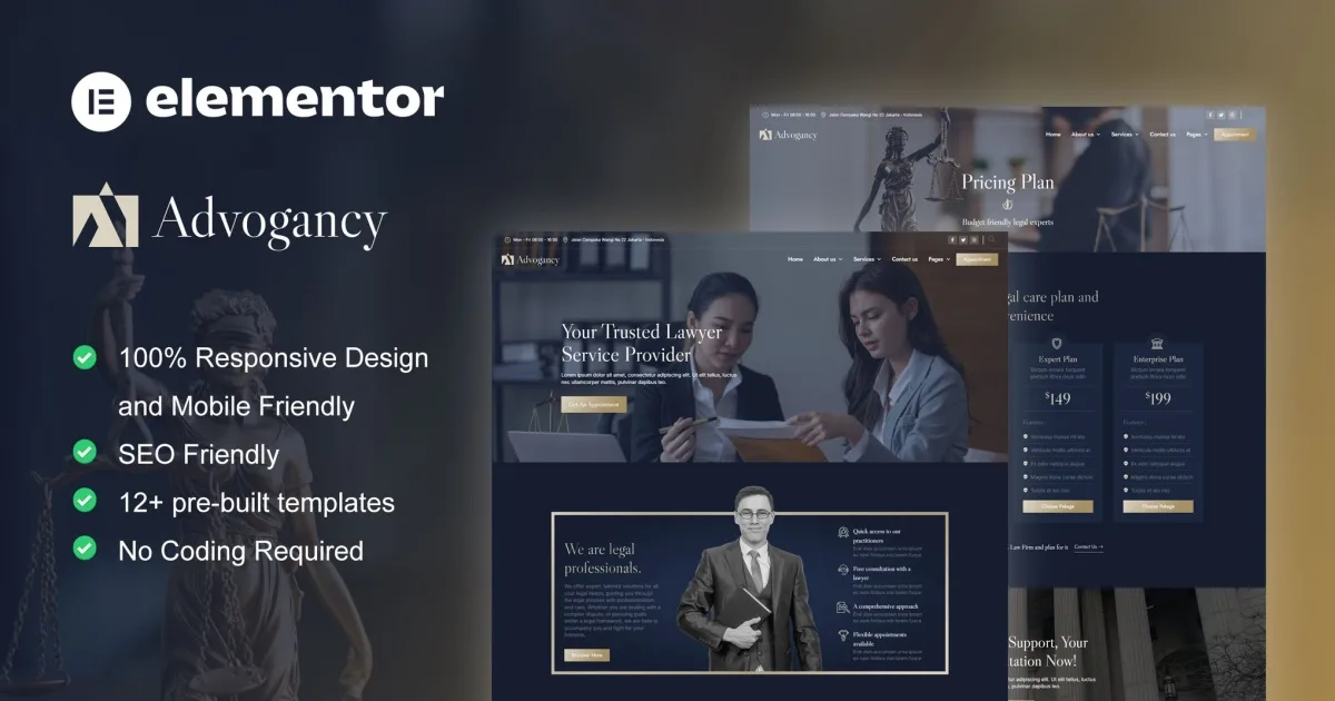 Advogancy – Attorney Law Firm Elementor Pro Template Kit