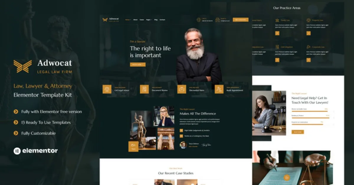 Adwocat – Law Firm & Attorney Elementor Template Kit