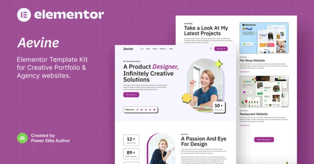 Aevine – Creative Portfolio & Agency Elementor Template Kit