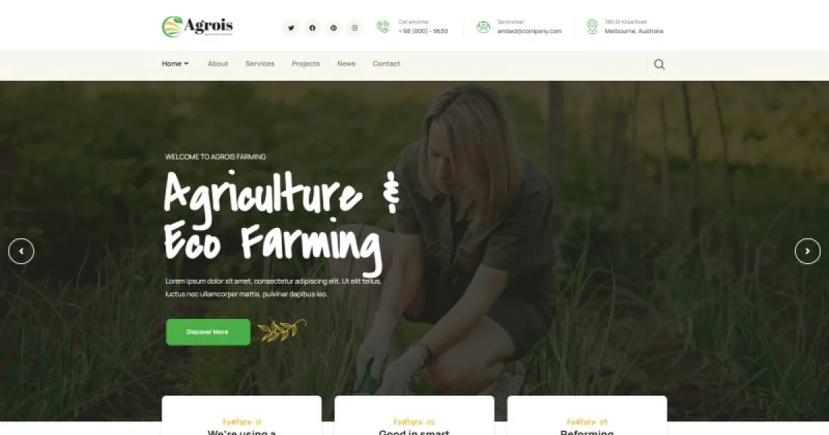 Agrois – Organic Farm Agriculture Template Kit