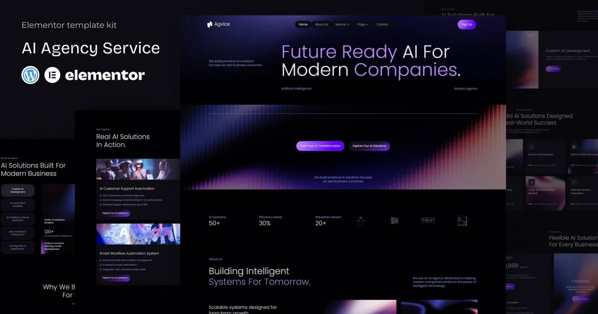 Agvice – AI Agency Service Elementor Template Kit