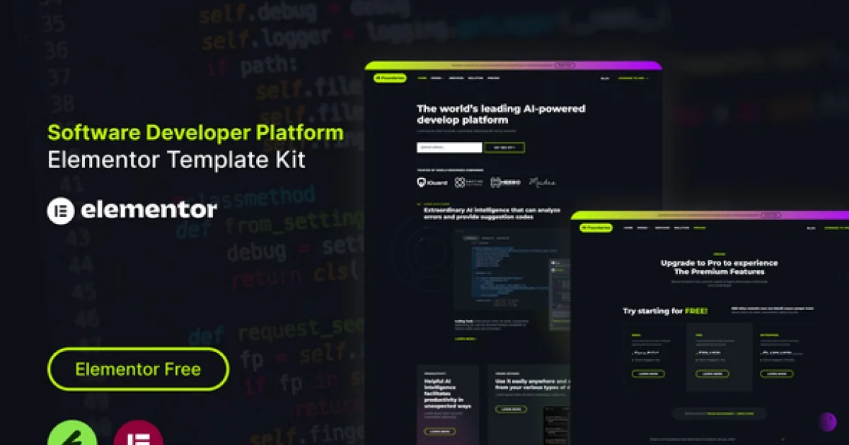 AI Foundaries – Software Developer Platform Elementor Template Kit