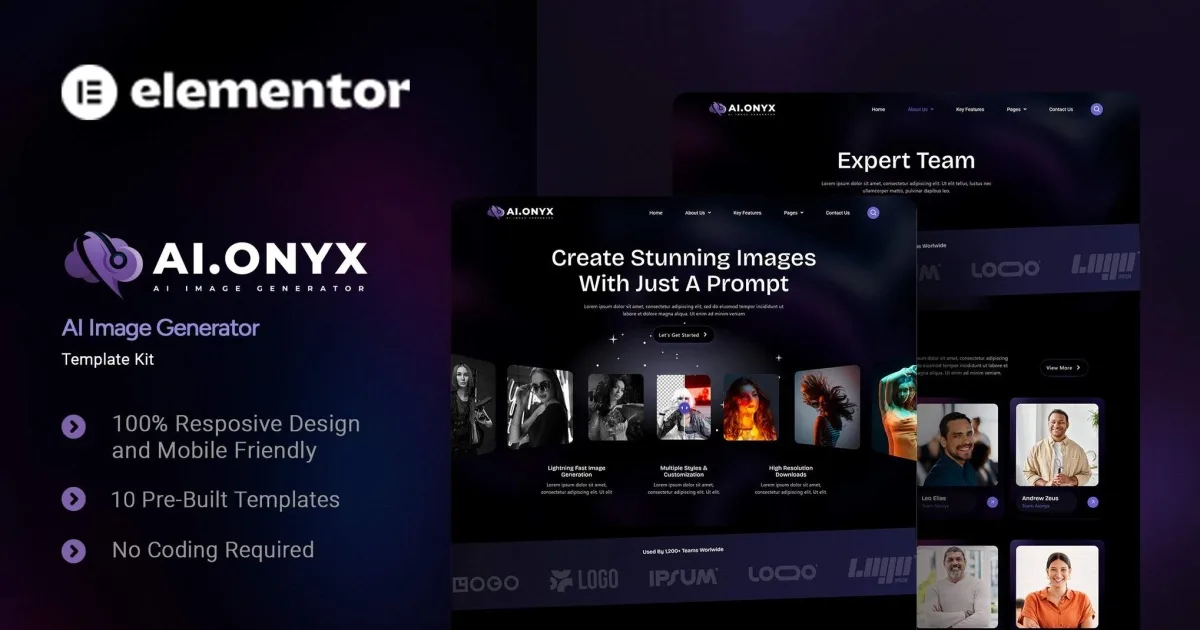 Aionyx – AI Image Generator Elementor Template Kit