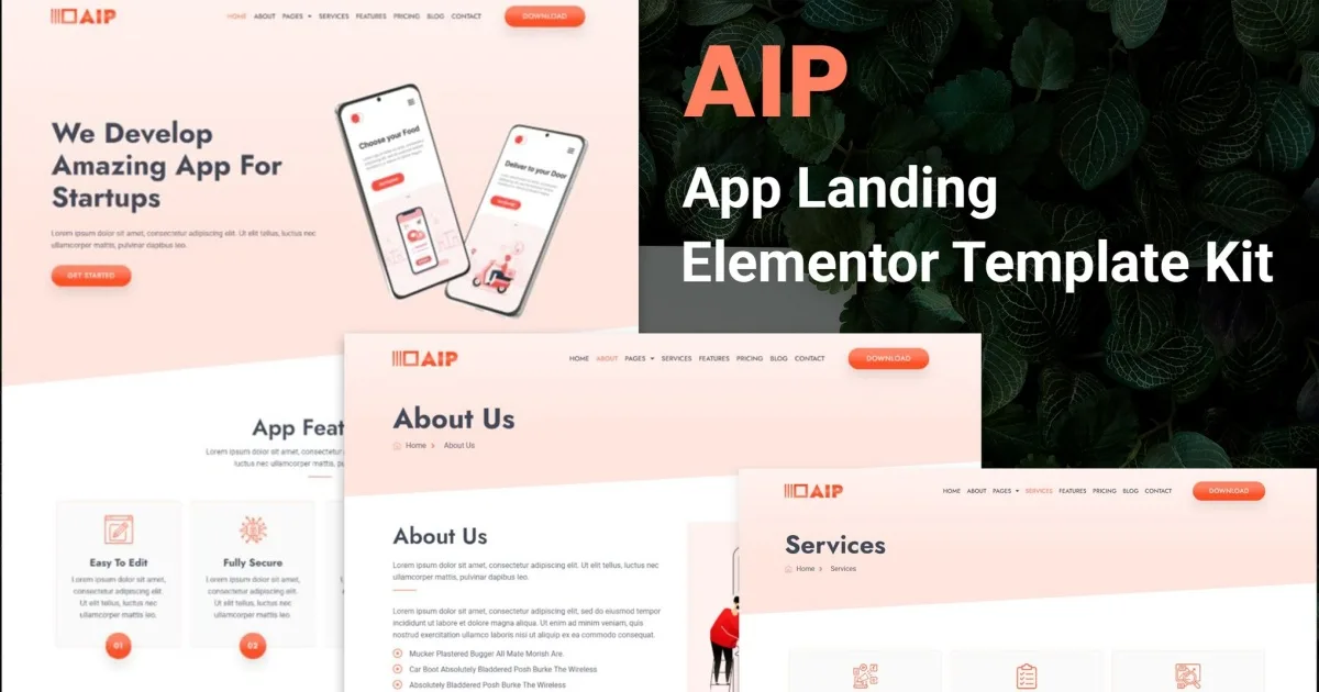 Aip – App Landing Elementor Template Kit