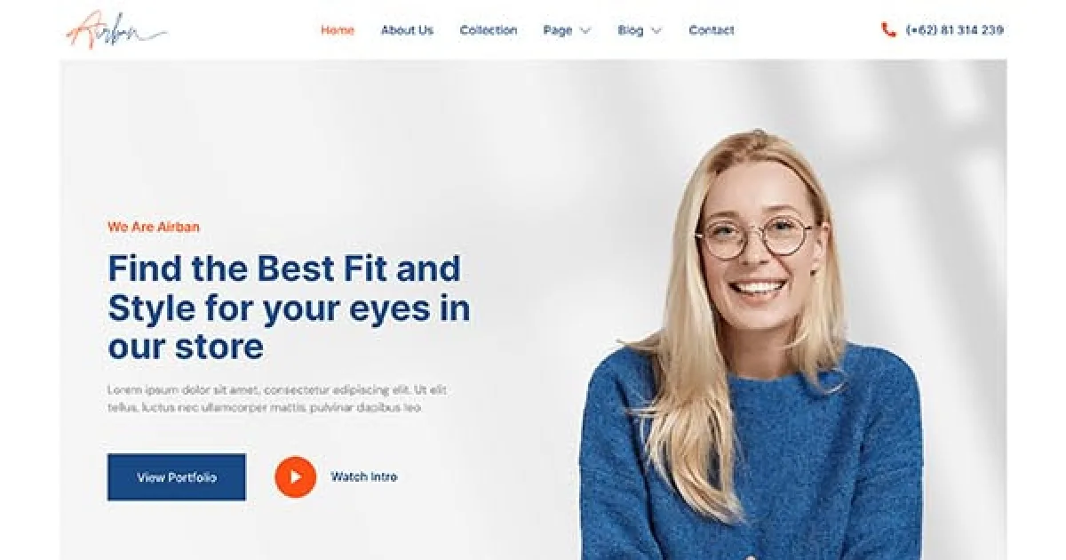 Airban – Glasses & Eyewear Elementor Template Kit