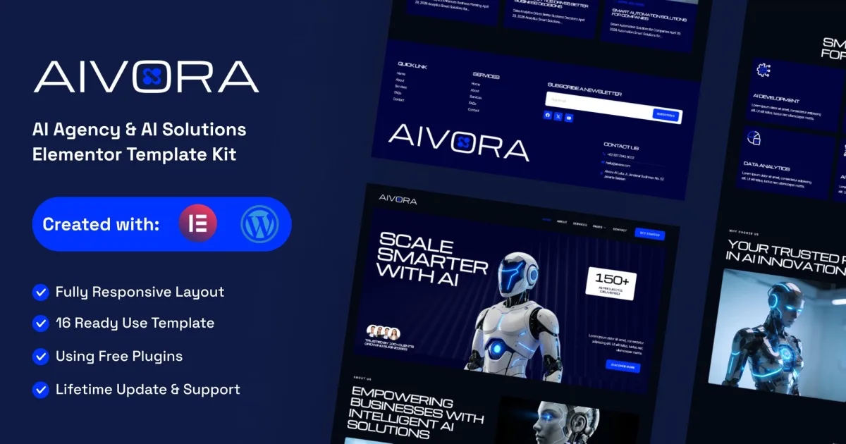 Aivora – AI Agency & AI Solutions Technology Elementor Template Kit