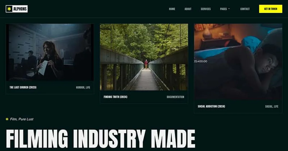 Alphons – Film Maker & Movie Studio Elementor Template Kit