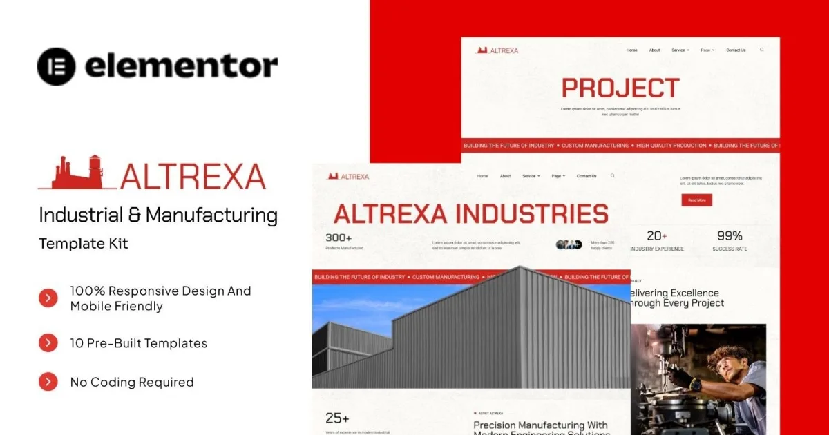 ALTREXA – Industrial & Manufacturing Elementor Template Kit