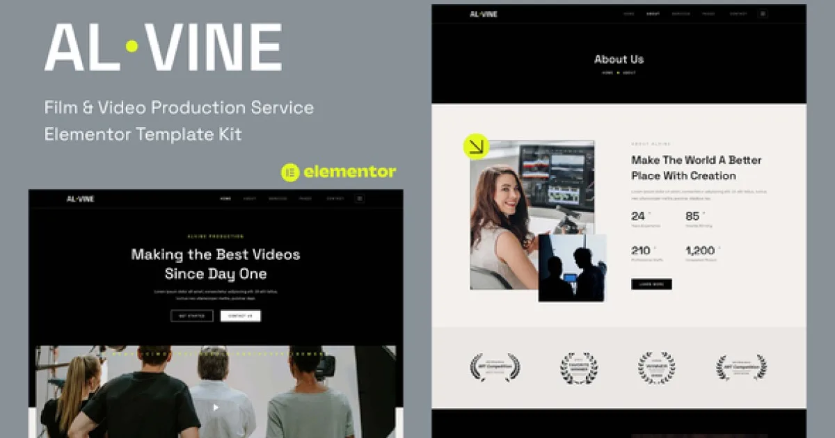 Alvine – Film & Video Production Service Elementor Template Kit