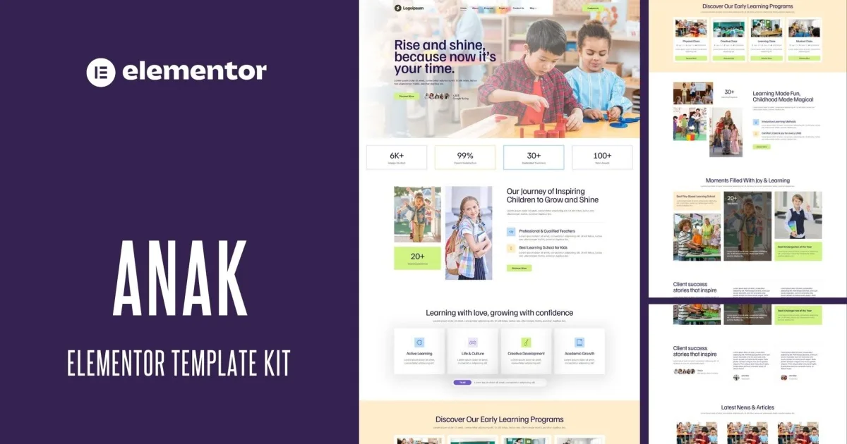 Anak – Kindergarten Elementor Pro Template Kit
