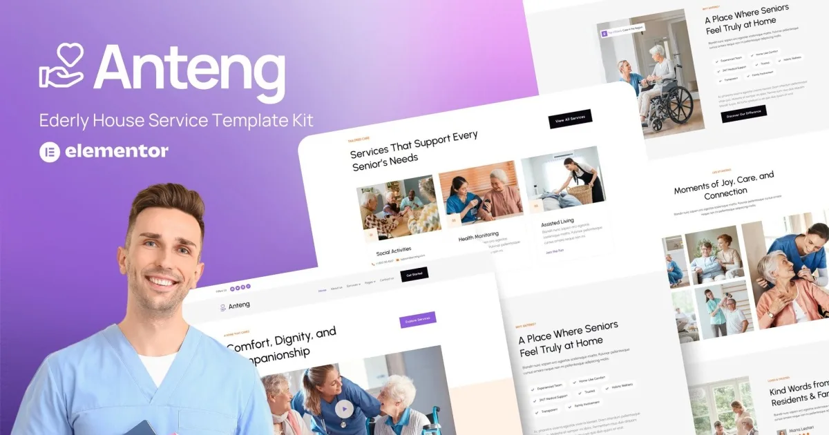 Anteng – Elderly House Service Elementor Kit Template