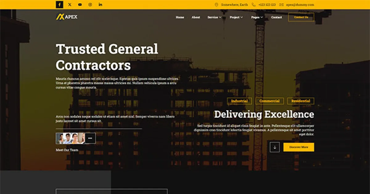 Apex – Construction Elementor Template Kit