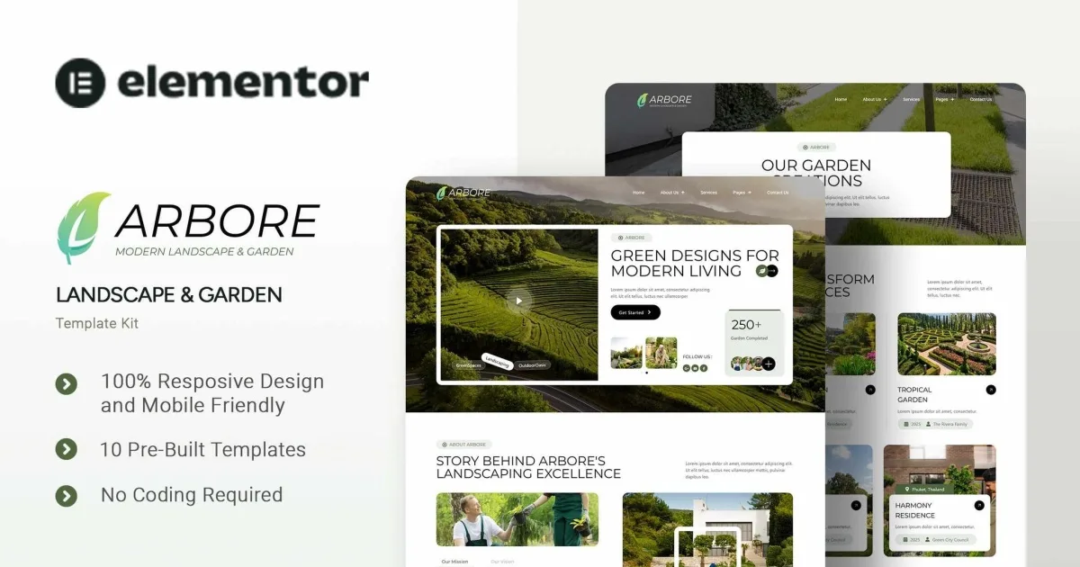 Arbore – Landscape & Garden Elementor Template Kit