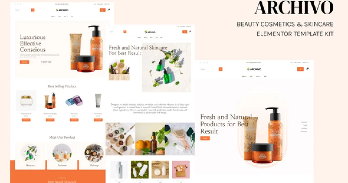 Archivo – Beauty Cosmetics & Skincare Elementor Template Kit - Official Release Preview