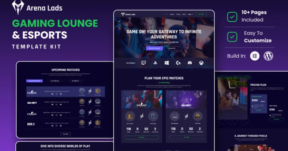 Arena Lads – Esports & Gaming Elementor Template Kit