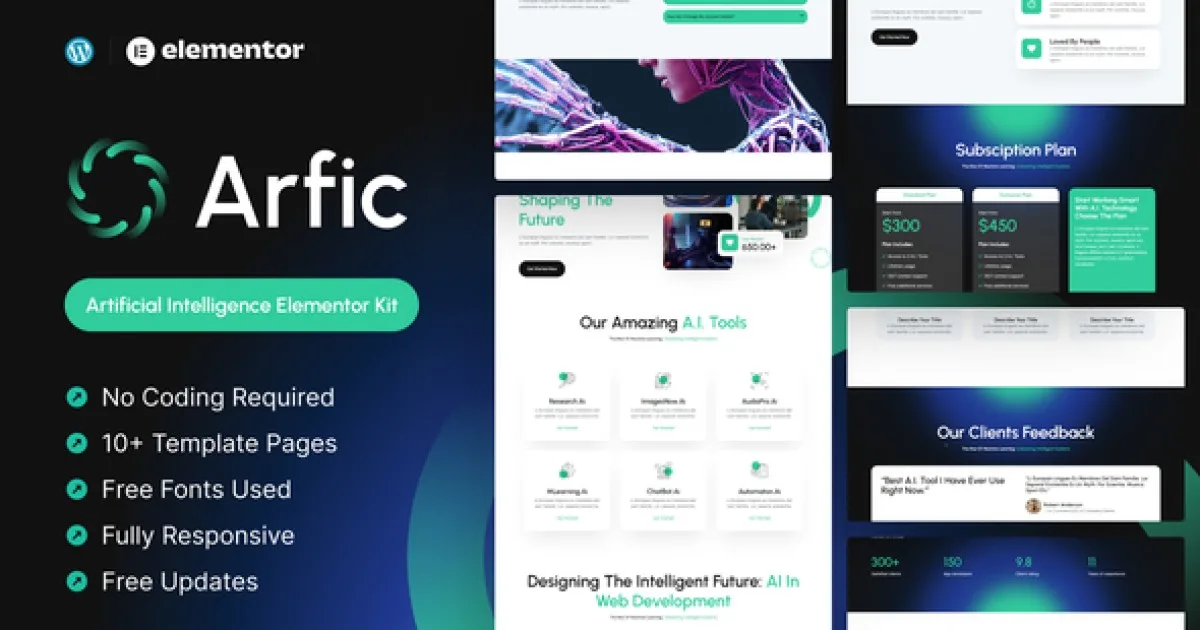 Arfic – Artificial Intelligence Elementor Pro Template Kit - Official Release Preview