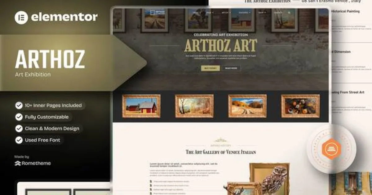 Arthoz – Art Exhibition Elementor Template kit