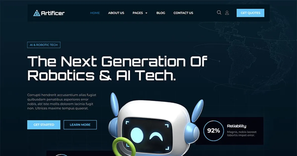 Artificer – Robotics & AI Elementor Pro Template Kit