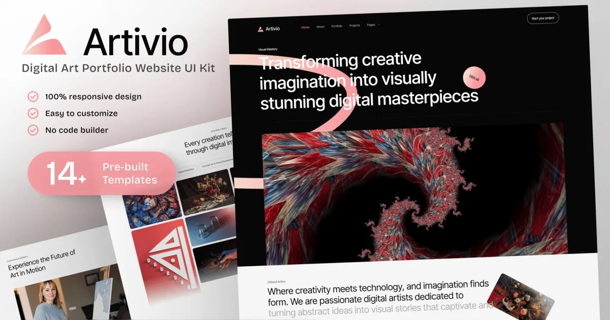 Artivio – Digital Art Portfolio Elementor Template Kit