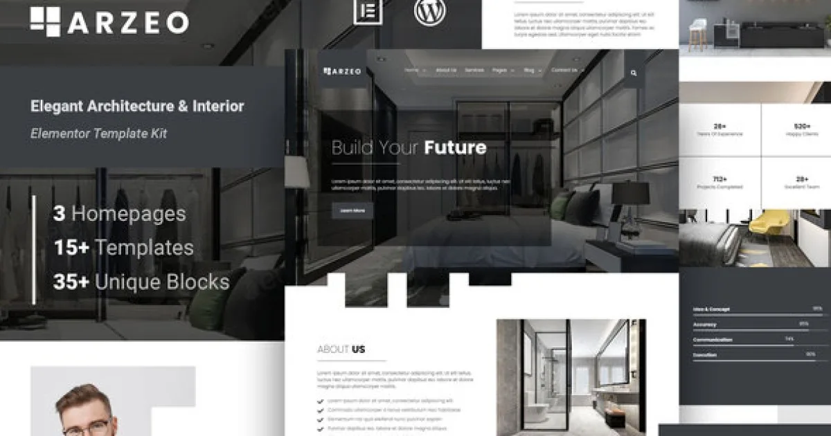 Arzeo – Elegant Architecture & Interior Elementor Template Kit