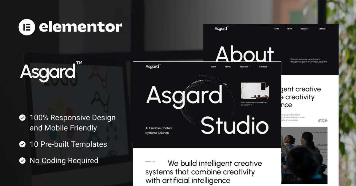 Asgard – AI Creative Content Agency Elementor Template Kit