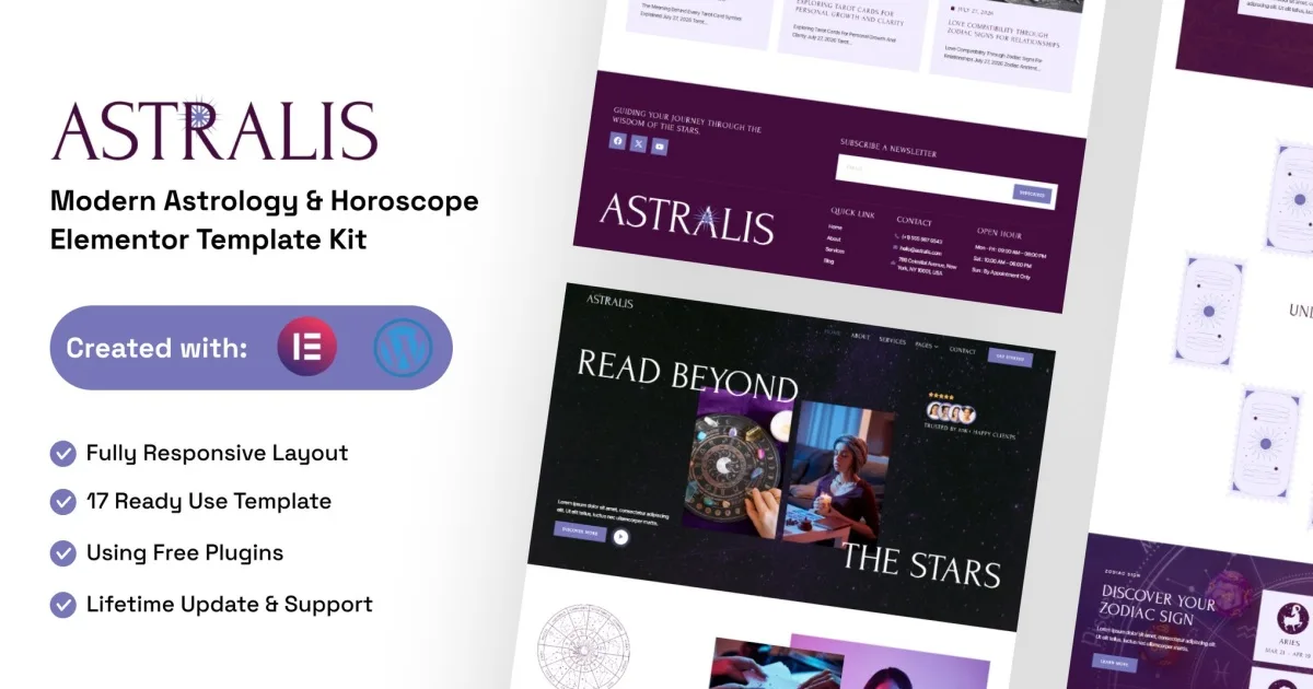 Astralis – Modern Astrology & Horoscope Elementor Template Kit