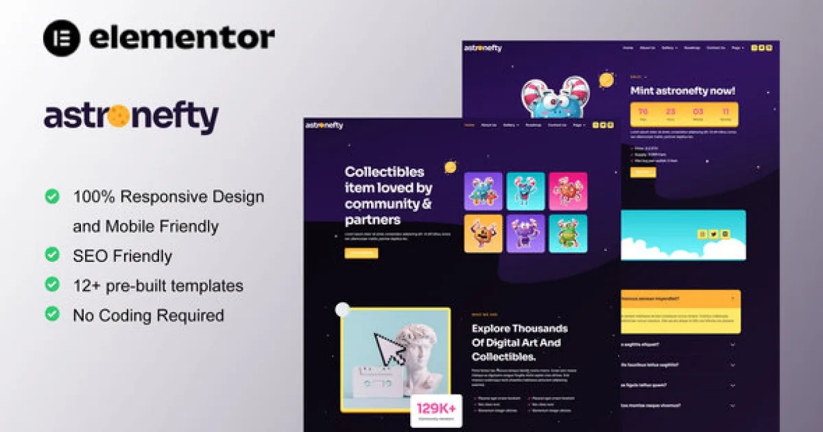 Astronefty – NFT Portfolio Elementor Template Kit