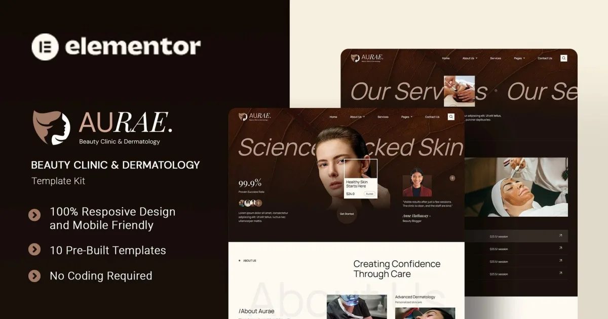 Aurae – Beauty Cllinic & Dermatology Elementor Template Kit
