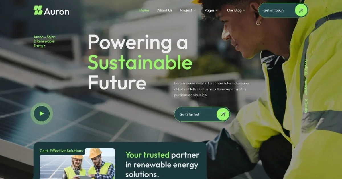 Auron – Solar & Green Renewable Energy Elementor Template Kits