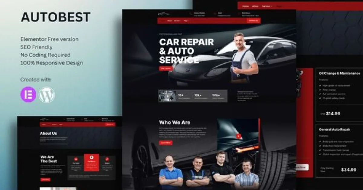 Autobest Car Repair & Auto Service Elementor Template Kit