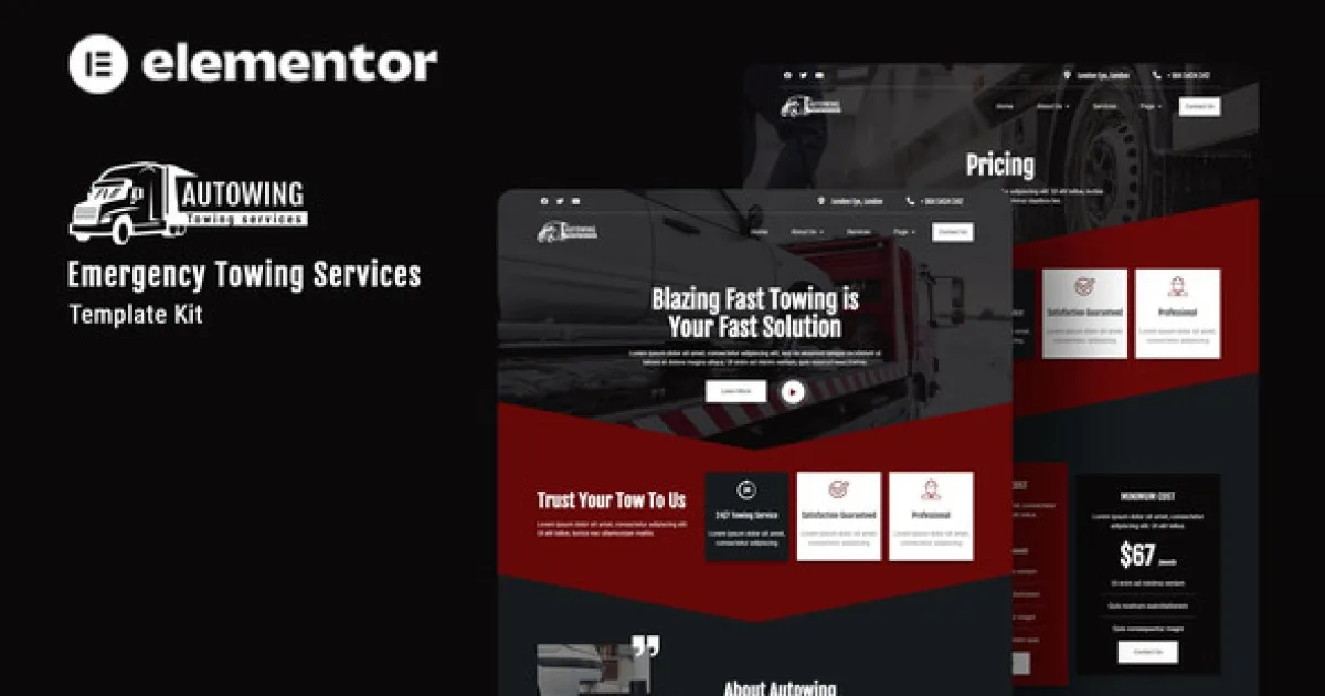 Autowing – Emergency Towing Service Elementor Template Kit