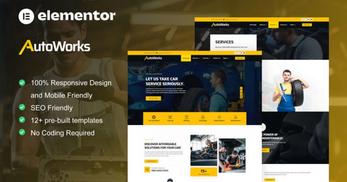 AutoWorks – Car Repair & Auto Services Elementor Template Kit - Official Release Preview