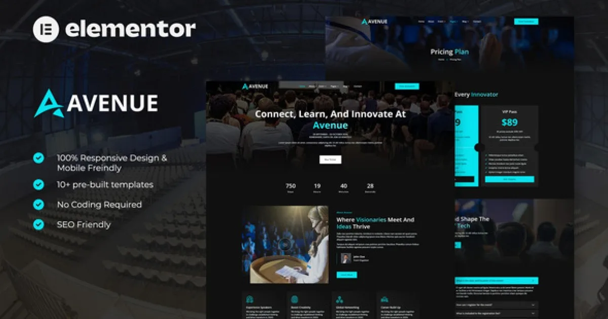 Avenue – Event & Conference Elementor Template Kit - Official Release Preview