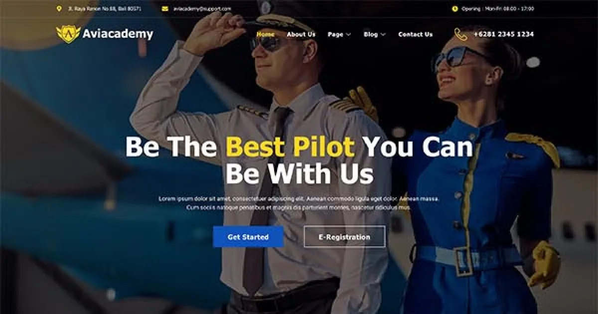 Aviacademy – Aviation & Flight School Elementor Template Kit