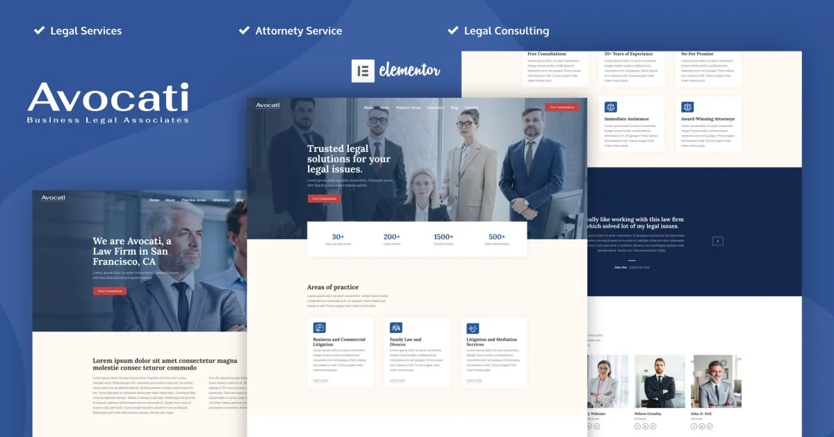 Avocati – Law Firm & Attorney Elementor Template Kit