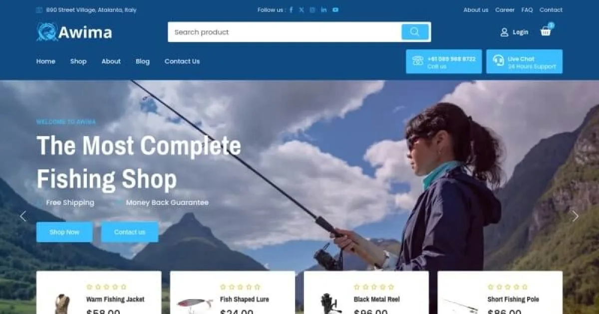 Awima – Fishing Shop & Store WooCommerce Elementor Pro Template Kit