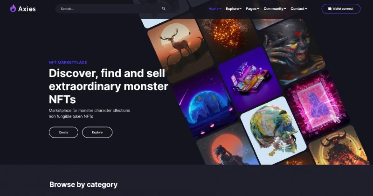 Axies – NFT Portfolio Elementor Template Kit