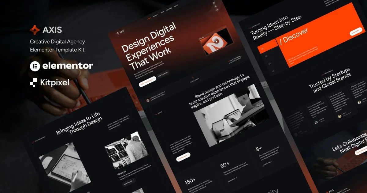 Axis – Creative Digital Agency & Portfolio Elementor Template Kit