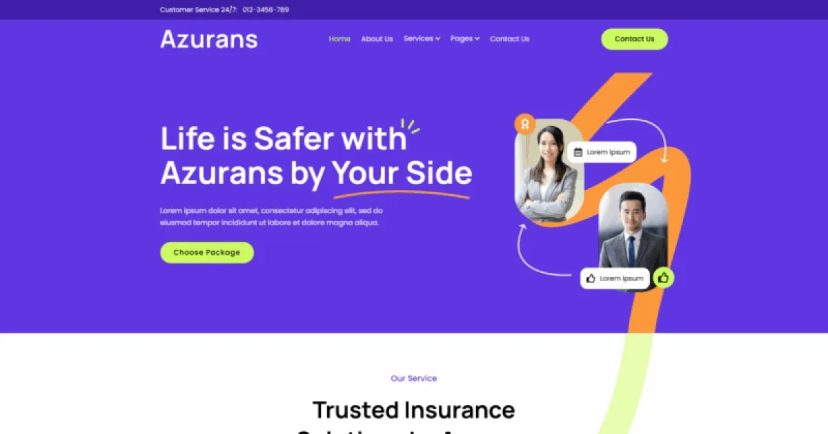 Azurans – Insurance Company Elementor Template Kit