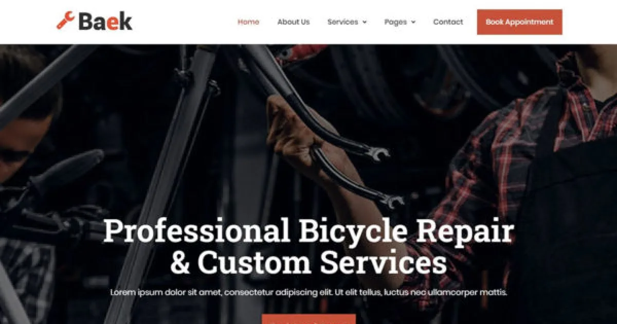 Baek – Bicycle Repair Service Elementor Template Kit