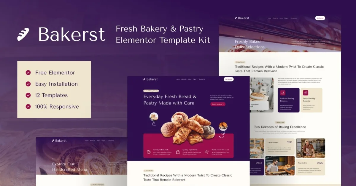 Bakerst – Bakery & Pastry Elementor Template Kit