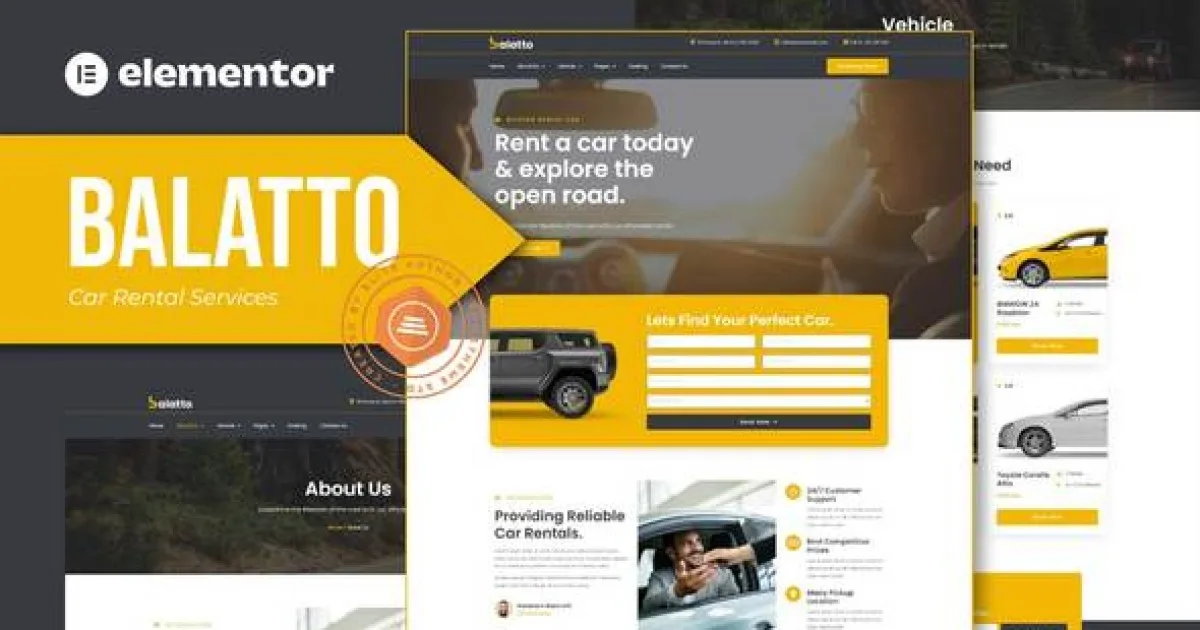 Balatto – Car Rental Company Elementor Pro Template Kit - Official Release Preview