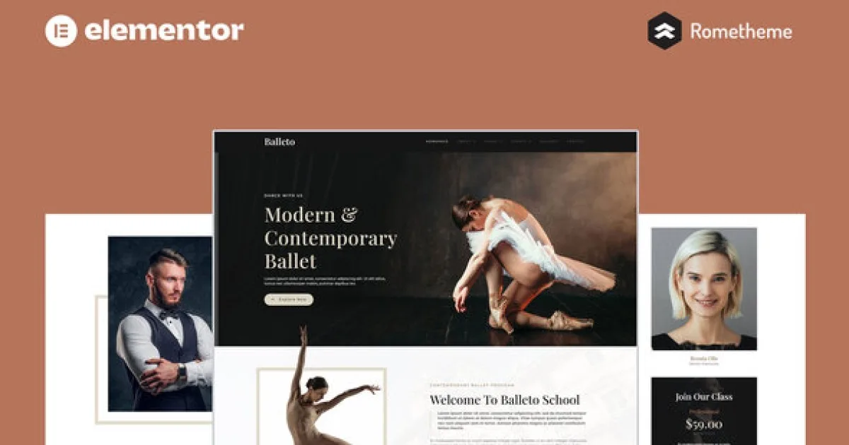 Balleto – Ballet School Elementor Pro Full Site Template Kit
